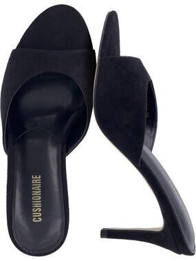 Women's Black Microsuede Pointed Heel Sandal Open Toe Heel Mule Cushioned Memory